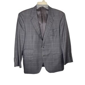 Coppley 1883 Mens Gray Windowpane Super 140s Wool Sport Coat Blazer 42W37 42R